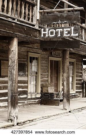 Facade of an abandoned hotel, Ghost Town, Nevada City, Montana, USA View Large Photo Image Picture - Facade of an abandoned hotel, Ghost Town, Nevada City, Montana, USA. Fotosearch