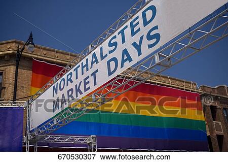 Gay pride flag on the wall of a building, Boys Town, Chicago, Illinois, USA View Large Photo Image Stock Photo - Gay pride flag on the wall of a building, Boys Town, Chicago, Illinois, USA. Fotosearch