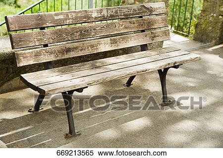 High angle view of an empty bench, Genoa Province, Liguria, Italy View Large Photo Image Stock Photography - High angle view of an empty bench, Genoa Province, Liguria, Italy. Fotosearch