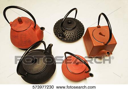High angle view of five coffee pots View Large Photo Image Stock Image - High angle view of five coffee pots. Fotosearch