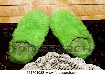 High angle view of fur slippers on a carpet View Large Photo Image Stock Image - High angle view of fur slippers on a carpet. Fotosearch