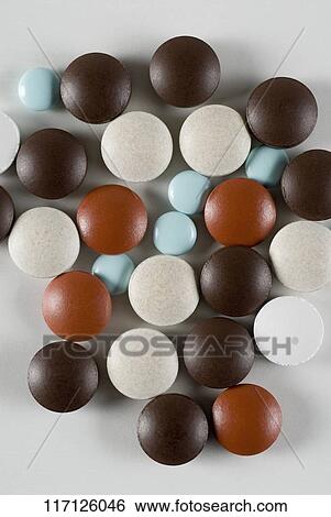High angle view of pills View Large Photo Image Stock Photograph - High angle view of pills. Fotosearch