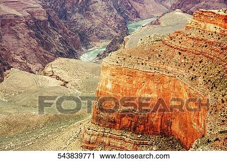 Stock Image - High angle view of rock formations in a valley, Las Vegas, Nevada, USA. Fotosearch