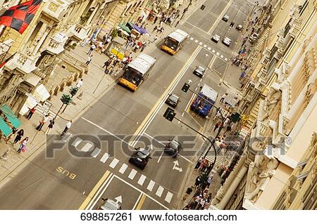 High angle view of traffic on a road, Venti Settembre, Genoa, Liguria, Italy View Large Photo Image Stock Image - High angle view of traffic on a road, Venti Settembre, Genoa, Liguria, Italy. Fotosearch