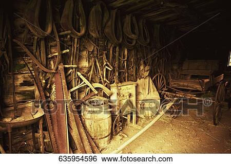 Stock Photograph - Interiors of a workshop, Old Trail Town, Cody, Wyoming, USA. Fotosearch