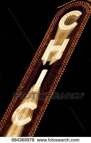 Low angle view of Chicago neon sign lit up at night, Chicago Theatre, Chicago, Illinois, USA View Large Photo Image Stock Photo - Low angle view of Chicago neon sign lit up at night, Chicago Theatre, Chicago, Illinois, USA. Fotosearch