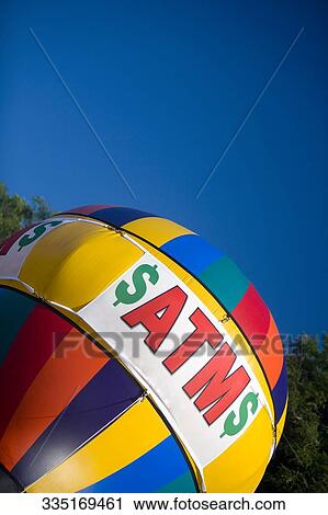 Low angle view of text ATM on a hot air balloon, Boys Town, Chicago, Illinois, USA View Large Photo Image Stock Image - Low angle view of text ATM on a hot air balloon, Boys Town, Chicago, Illinois, USA. Fotosearch
