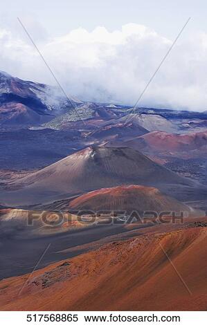 Stock Photography - Panoramic view of a volcanic landscape, Haleakala National Park, Maui, Hawaii Islands, USA. Fotosearch