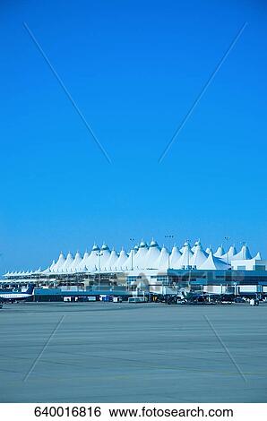 Stock Photograph - Parking lot at an airport, Denver International Airport, Denver, Colorado, USA. Fotosearch