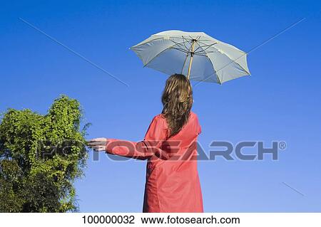 Rear view of a teenage girl holding an umbrella View Large Photo Image Stock Image - Rear view of a teenage girl holding an umbrella. Fotosearch