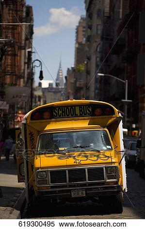 School bus on the road, Soho, Manhattan, New York City, New York State, USA View Large Photo Image Stock Photography - School bus on the road, Soho, Manhattan, New York City, New York State, USA. Fotosearch