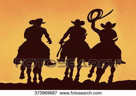 Silhouette of three men horseback riding View Large Photo Image Stock Photo - Silhouette of three men horseback riding. Fotosearch