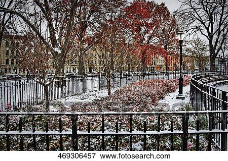 Snowing in a city View Large Photo Image Stock Photo - Snowing in a city. Fotosearch