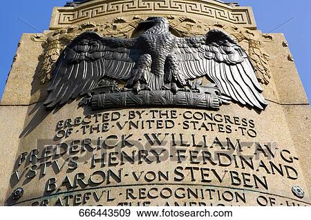 Stock Photo - Text on the pedestal, Friedrich Wilhelm von Steuben, President's Park, Washington DC, USA. Fotosearch