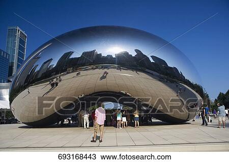 Tourists watching a bean structure, The Bean, Cloud Gate, Millennium Park, Chicago, Illinois, USA View Large Photo Image Stock Image - Tourists watching a bean structure, The Bean, Cloud Gate, Millennium Park, Chicago, Illinois, USA. Fotosearch