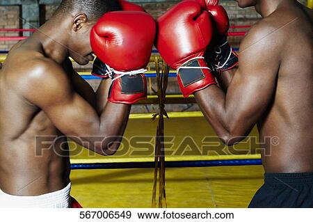 Two young men boxing in a boxing ring View Large Photo Image Stock Photo - Two young men boxing in a boxing ring. Fotosearch