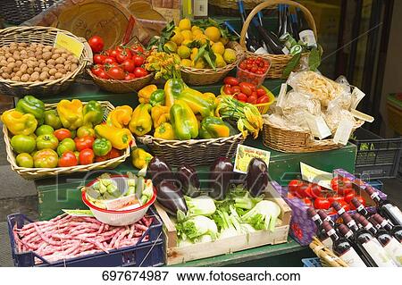 Vegetables at a market stall, RioMaggiore, Cinque Terre, La Spezia, Genoa, Liguria, Italy View Large Photo Image Stock Photo - Vegetables at a market stall, RioMaggiore, Cinque Terre, La Spezia, Genoa, Liguria, Italy. Fotosearch