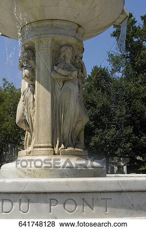 Stock Photo - Water falling from a fountain, Dupont Circle, Washington DC, USA. Fotosearch
