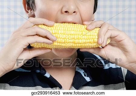 Boy eating corn on the cob View Large Photo Image Stock Image - Boy eating corn on the cob. Fotosearch