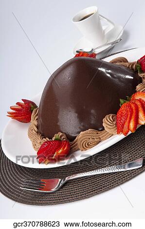 Chocolate dessert served with strawberries View Large Photo Image Stock Image - Chocolate dessert served with strawberries. Fotosearch