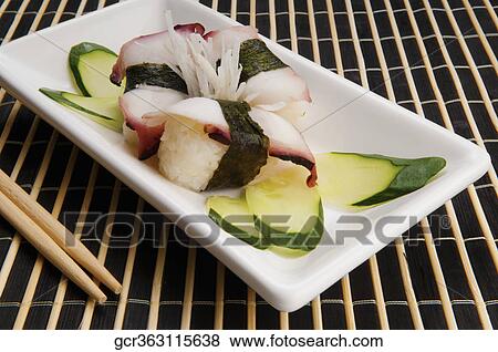 Stock Photo - Close-up of a nigiri sushi platter. Fotosearch