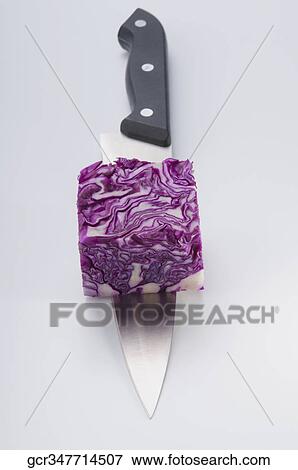 Close-up of a wedge of red cabbage on a knife View Large Photo Image Stock Photo - Close-up of a wedge of red cabbage on a knife. Fotosearch