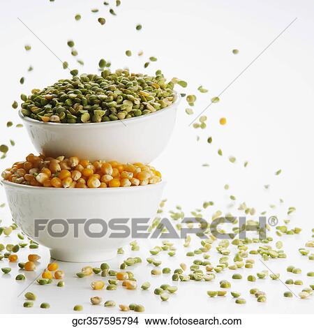 Close-up of bowls of green lentils and corn kernels View Large Photo Image Picture - Close-up of bowls of green lentils and corn kernels. Fotosearch