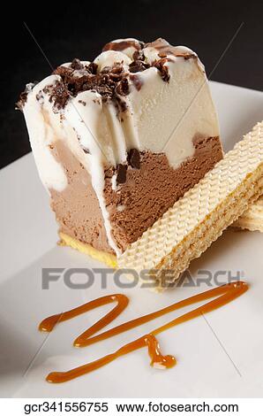 Close-up of chocolate mousse cake with wafers View Large Photo Image Stock Photography - Close-up of chocolate mousse cake with wafers. Fotosearch