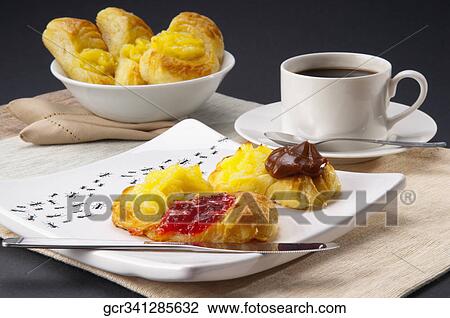 Close-up of danish pastries served with a cup of coffee View Large Photo Image Stock Image - Close-up of danish pastries served with a cup of coffee. Fotosearch