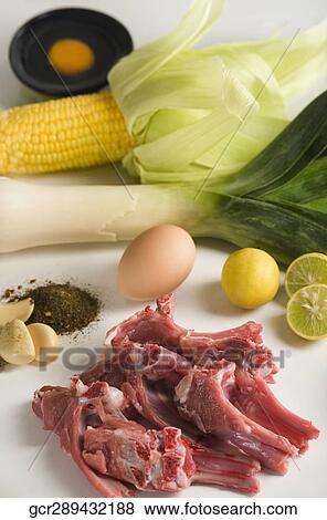 Close-up of mutton with ingredients View Large Photo Image Stock Photo - Close-up of mutton with ingredients. Fotosearch