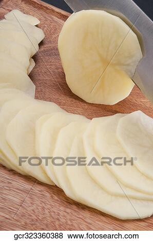 Close-up of potato slices View Large Photo Image Stock Photo - Close-up of potato slices. Fotosearch