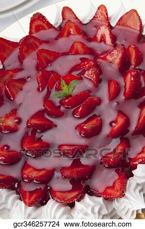 Close-up of strawberry meringue View Large Photo Image Picture - Close-up of strawberry meringue. Fotosearch