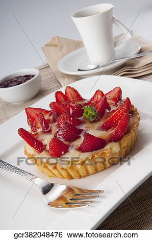Close-up of strawberry tart View Large Photo Image Stock Photograph - Close-up of strawberry tart. Fotosearch