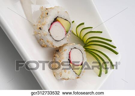 Close-up of sushi rolls View Large Photo Image Stock Image - Close-up of sushi rolls. Fotosearch