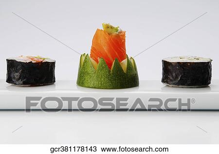 Close-up of sushi rolls View Large Photo Image Stock Image - Close-up of sushi rolls. Fotosearch