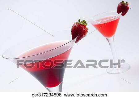 Stock Photograph - Close-up of two strawberry cocktails. Fotosearch