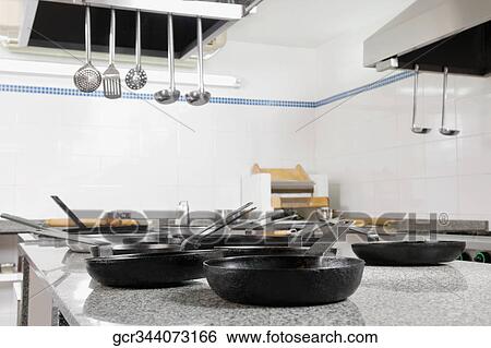 Frying pans in the kitchen View Large Photo Image Stock Photograph - Frying pans in the kitchen. Fotosearch