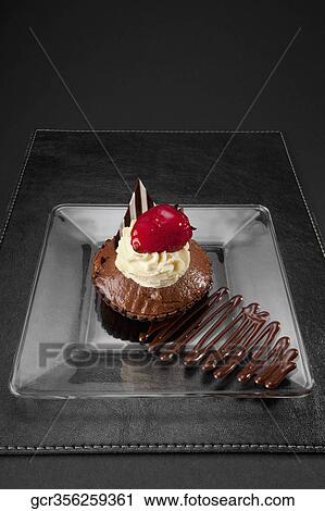 Stock Image - High angle view of a chocolate tart. Fotosearch