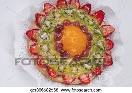 High angle view of a fruit flan View Large Photo Image Stock Photo - High angle view of a fruit flan. Fotosearch