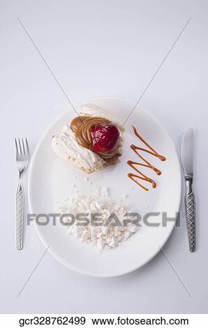 High angle view of a strawberry and chocolate meringue View Large Photo Image Stock Photo - High angle view of a strawberry and chocolate meringue. Fotosearch