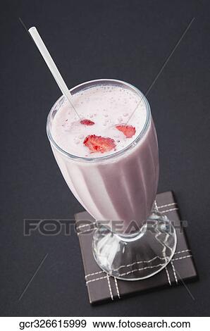 High angle view of a strawberry milkshake View Large Photo Image Stock Photo - High angle view of a strawberry milkshake. Fotosearch