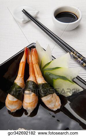 High angle view of nigiri sushi View Large Photo Image Stock Image - High angle view of nigiri sushi. Fotosearch