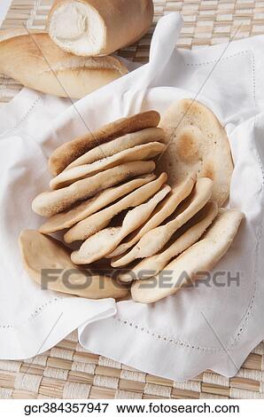 High angle view of pita breads in a basket View Large Photo Image Stock Photo - High angle view of pita breads in a basket. Fotosearch