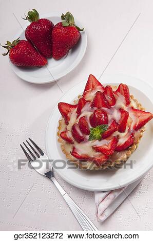High angle view of strawberry tart View Large Photo Image Stock Image - High angle view of strawberry tart. Fotosearch