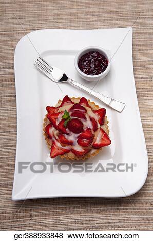 High angle view of strawberry tart View Large Photo Image Stock Photo - High angle view of strawberry tart. Fotosearch