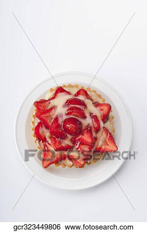 Stock Photograph - High angle view of strawberry tart. Fotosearch
