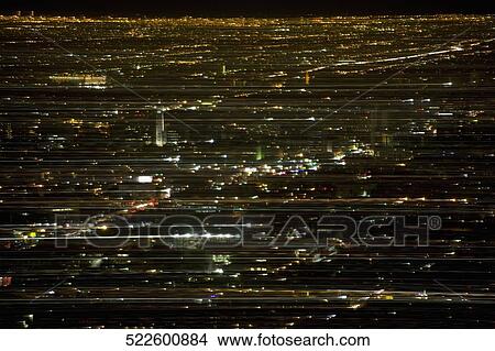 Aerial view of a city lit up at night, Los Angeles, California, USA View Large Photo Image Picture - Aerial view of a city lit up at night, Los Angeles, California, USA. Fotosearch