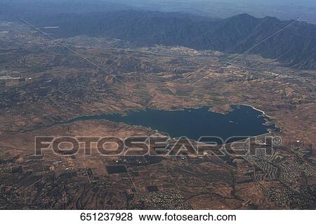 Aerial view of a lake, California, USA View Large Photo Image Stock Photo - Aerial view of a lake, California, USA. Fotosearch