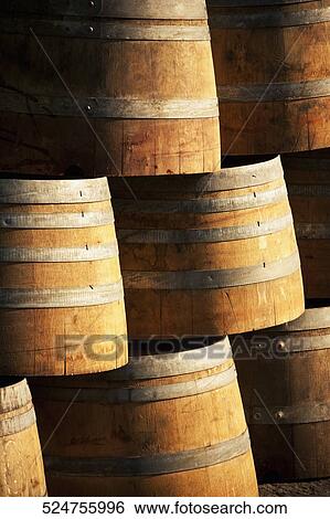 Stock Photograph - Barrels in a winery, Napa Valley, California, USA. Fotosearch