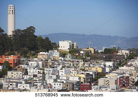 Buildings in a city, Coit Tower, San Francisco, California, USA View Large Photo Image Stock Photography - Buildings in a city, Coit Tower, San Francisco, California, USA. Fotosearch